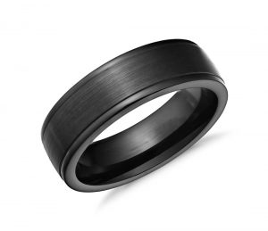 Black satin-finish cobalt chrome wedding ring