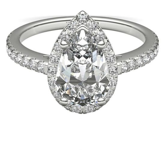 Pear shape engagement ring close up