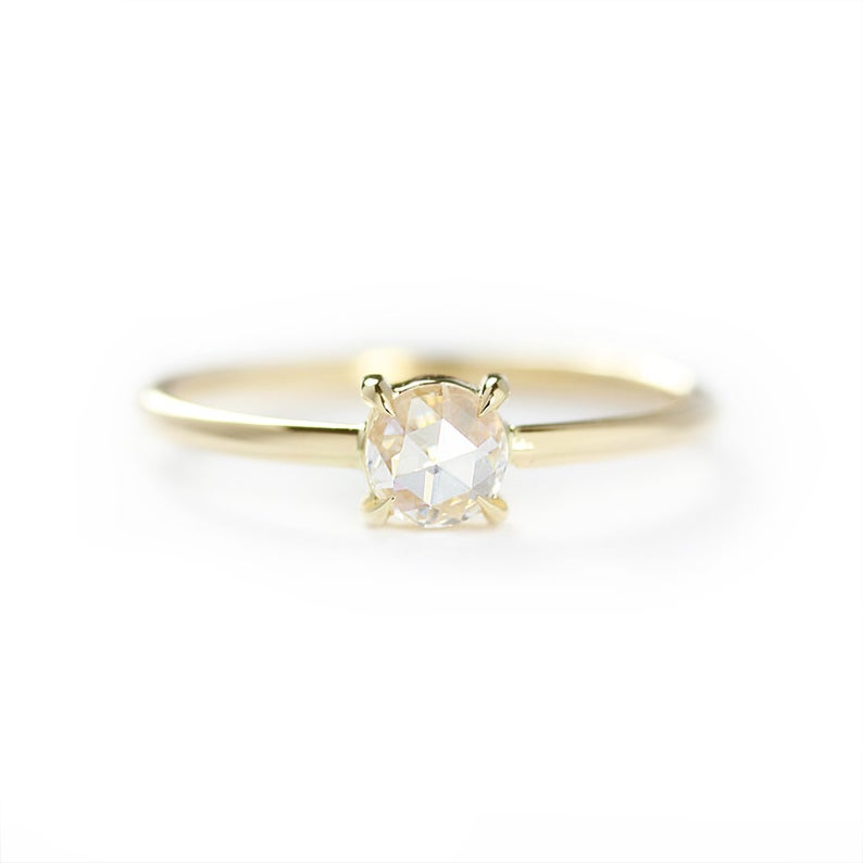 Beautiful solitaire rose cut engagement ring