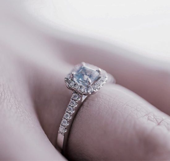 Table cut engagement ring