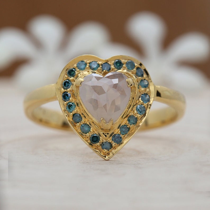 vintage inspired heart shape engagement-ring