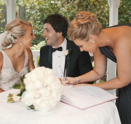 Couple with their wedding planner