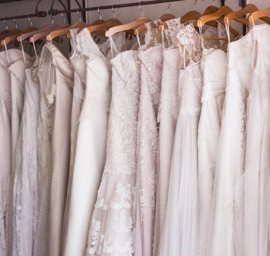 10 different wedding dress fabrics side by side