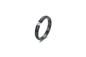 Black titanium with diamond ring