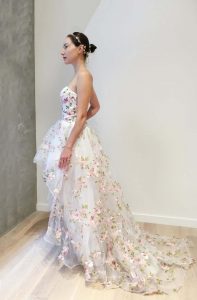 Hi-low floral wedding dress