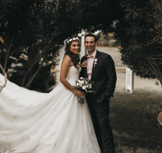 Bride and groom in their wedding day