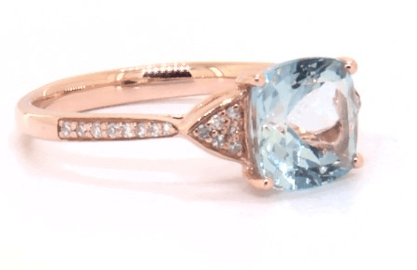 rose gold aquamarine engagement ring