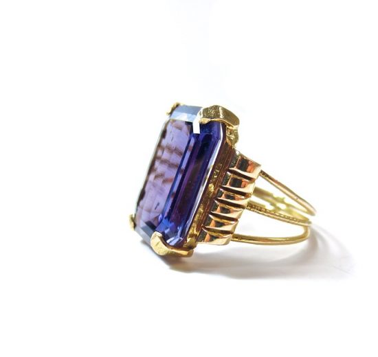 Tanzanite engagement ring side view