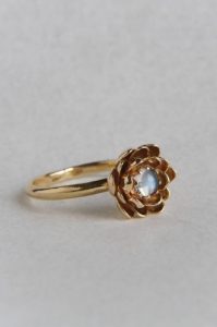 Floral moonstone ring