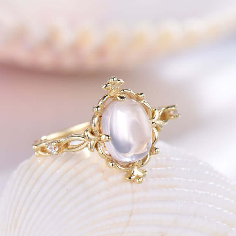 Antique inspired moonstone ring