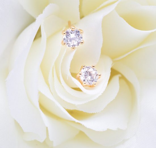 Diamond stud sitting on a flower