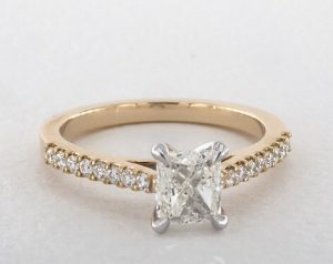 g-color princess shape engagement ring in yellow gold
