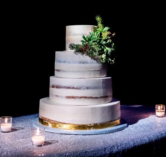 Wedding cake in black background
