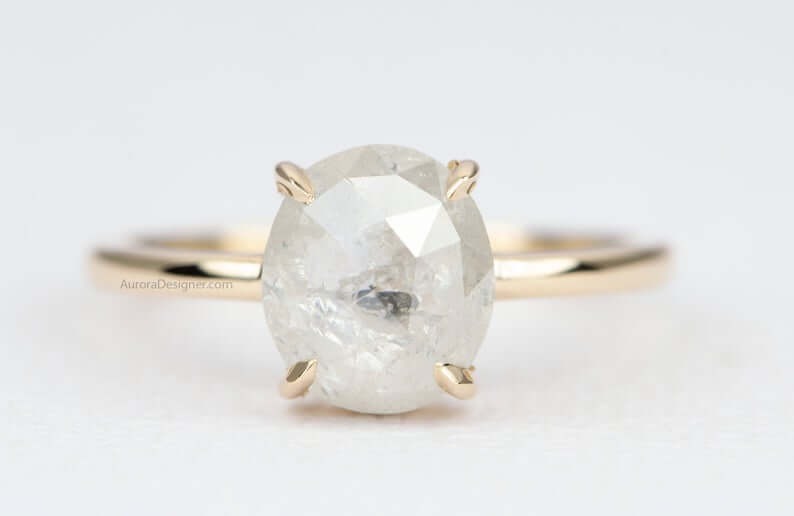 Milky salt-and-pepper diamond engagement ring