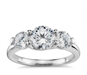 Three stone ring setting engagement ring