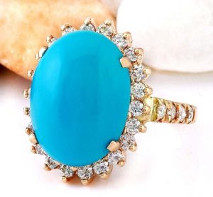 Blue turquoise engagement ring