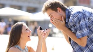 Girl proposing to boyfriend