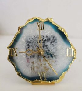 Aqua agate crystal clock
