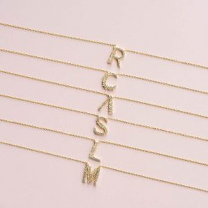 Name initial silver necklace