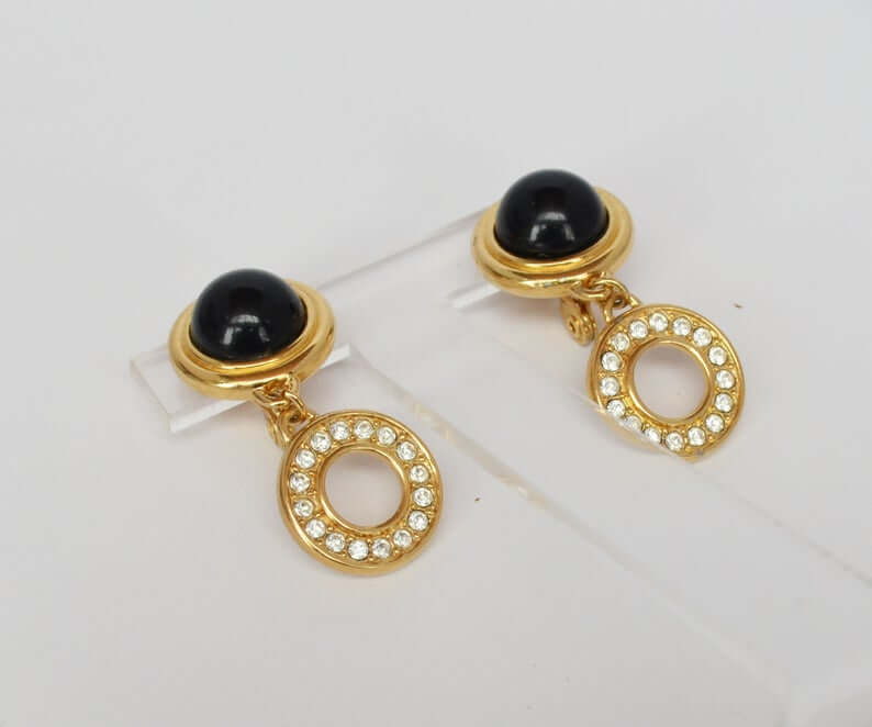 monet-black-cabochon-dangle-earrings-etsy
