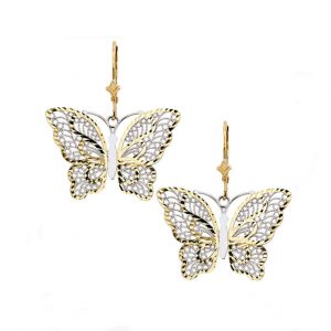 Two tone butterfly earrings