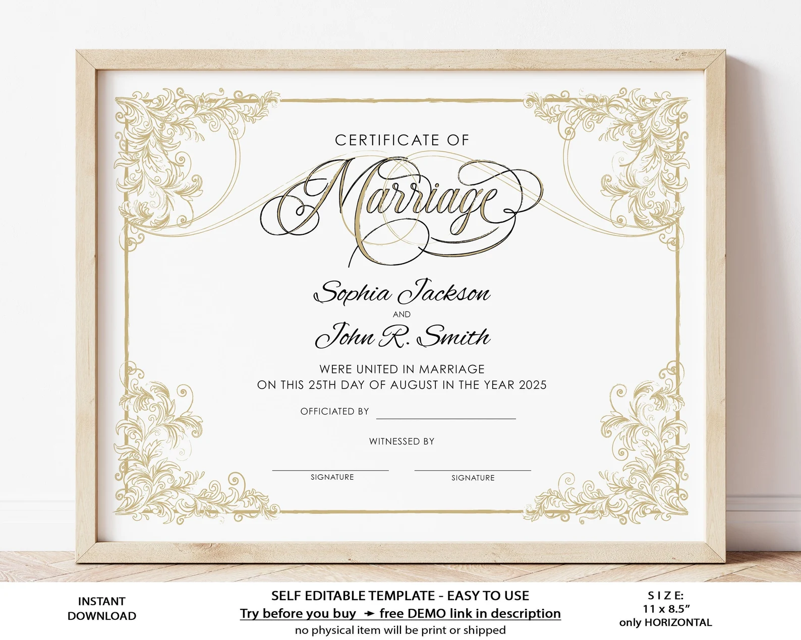 modern wedding certificate