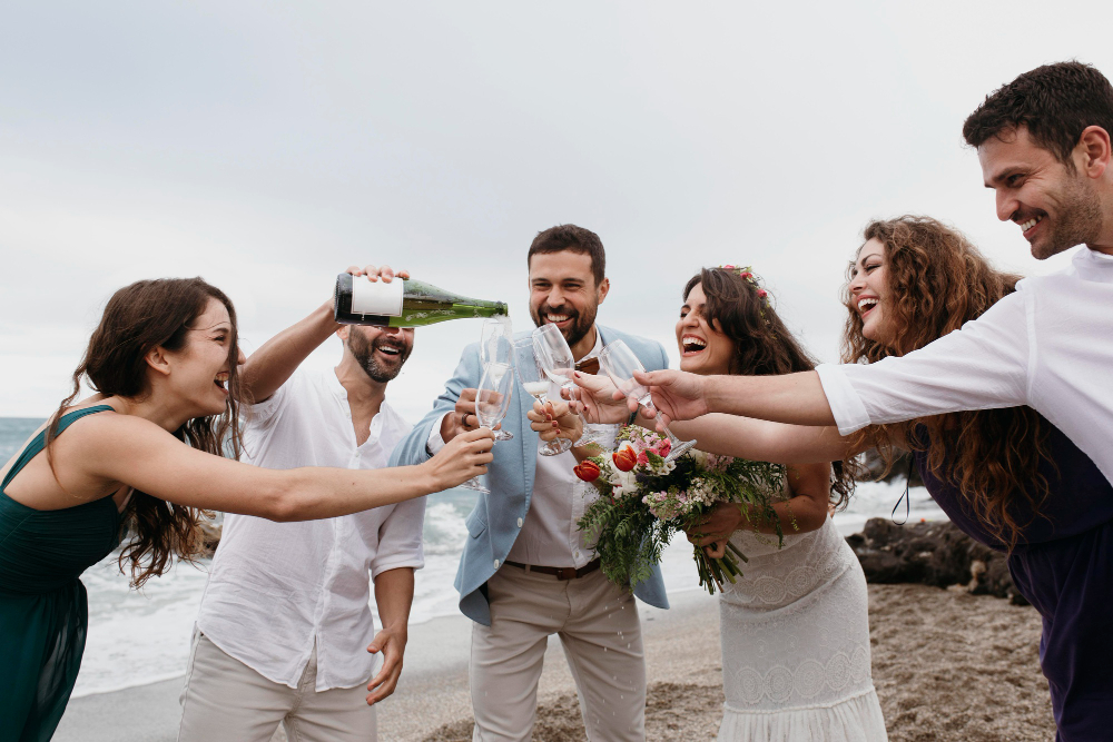 casual beach wedding celebration