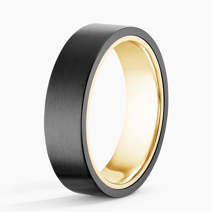 Titanium and gold wedding band