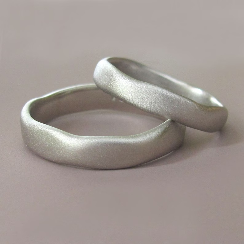 palladium wedding band set